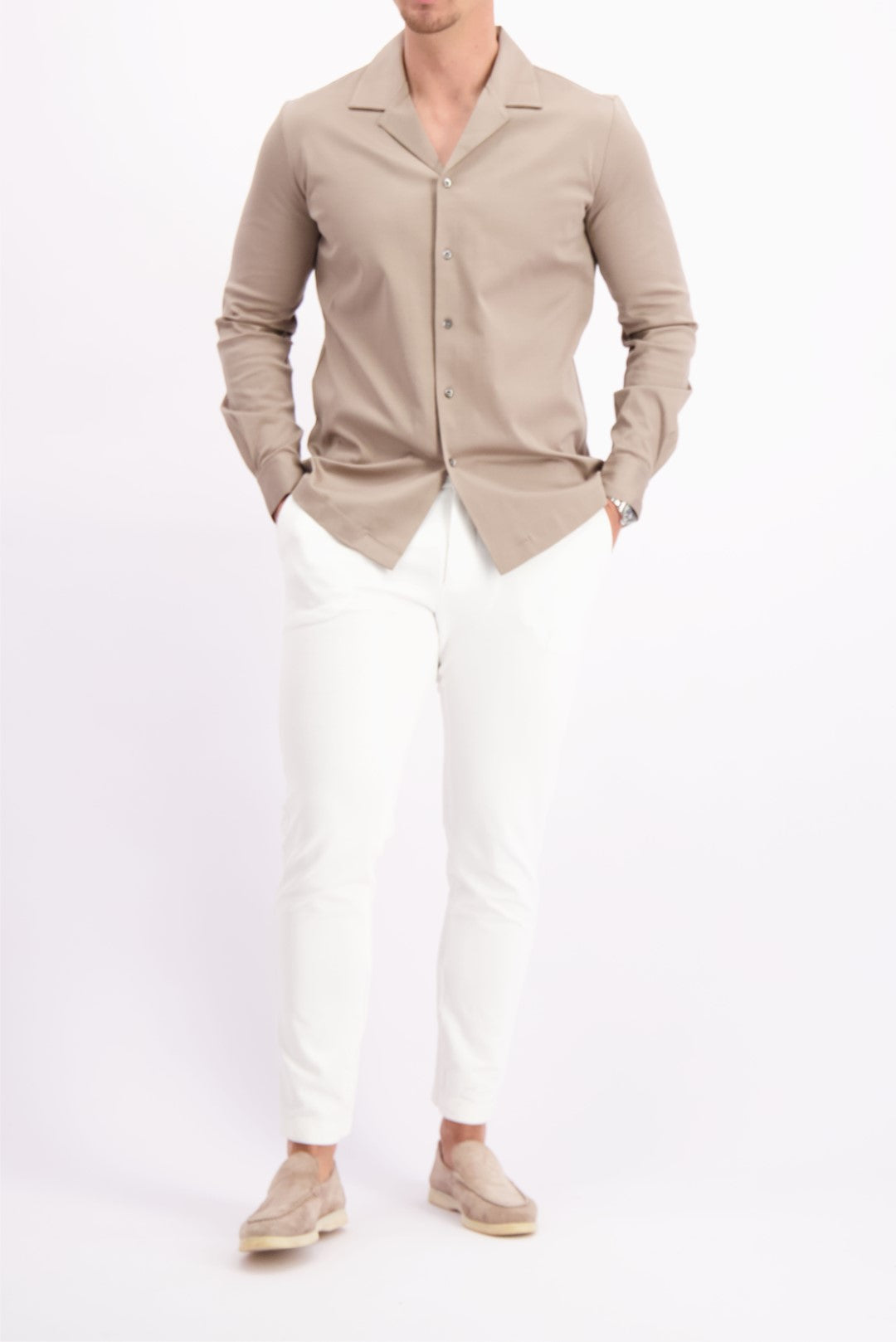 MERCERISED CUBAN SHIRT TAUPE