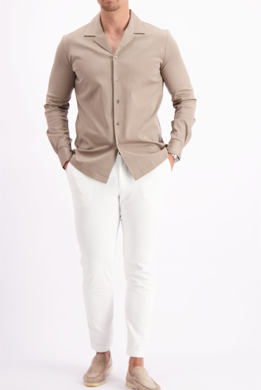 MERCERISED CUBAN SHIRT TAUPE