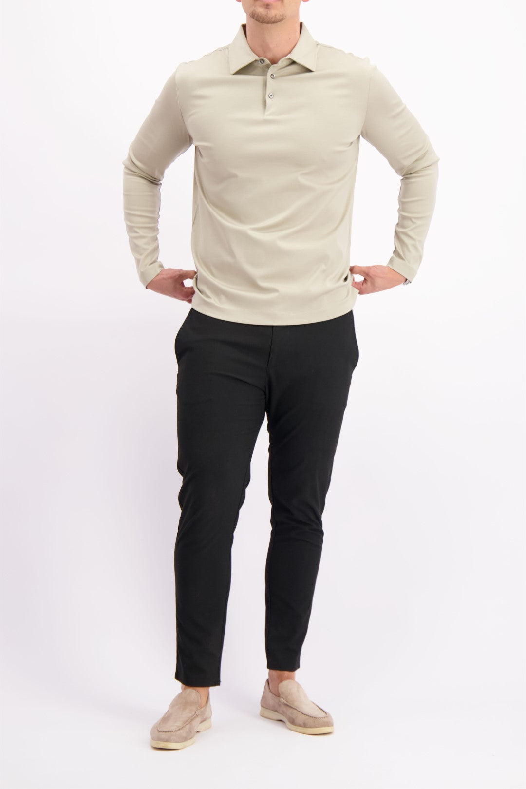 MERCERISED POLO L/S BEIGE