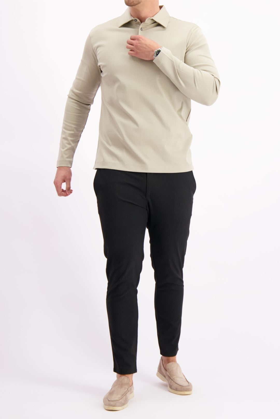 MERCERISED POLO L/S BEIGE