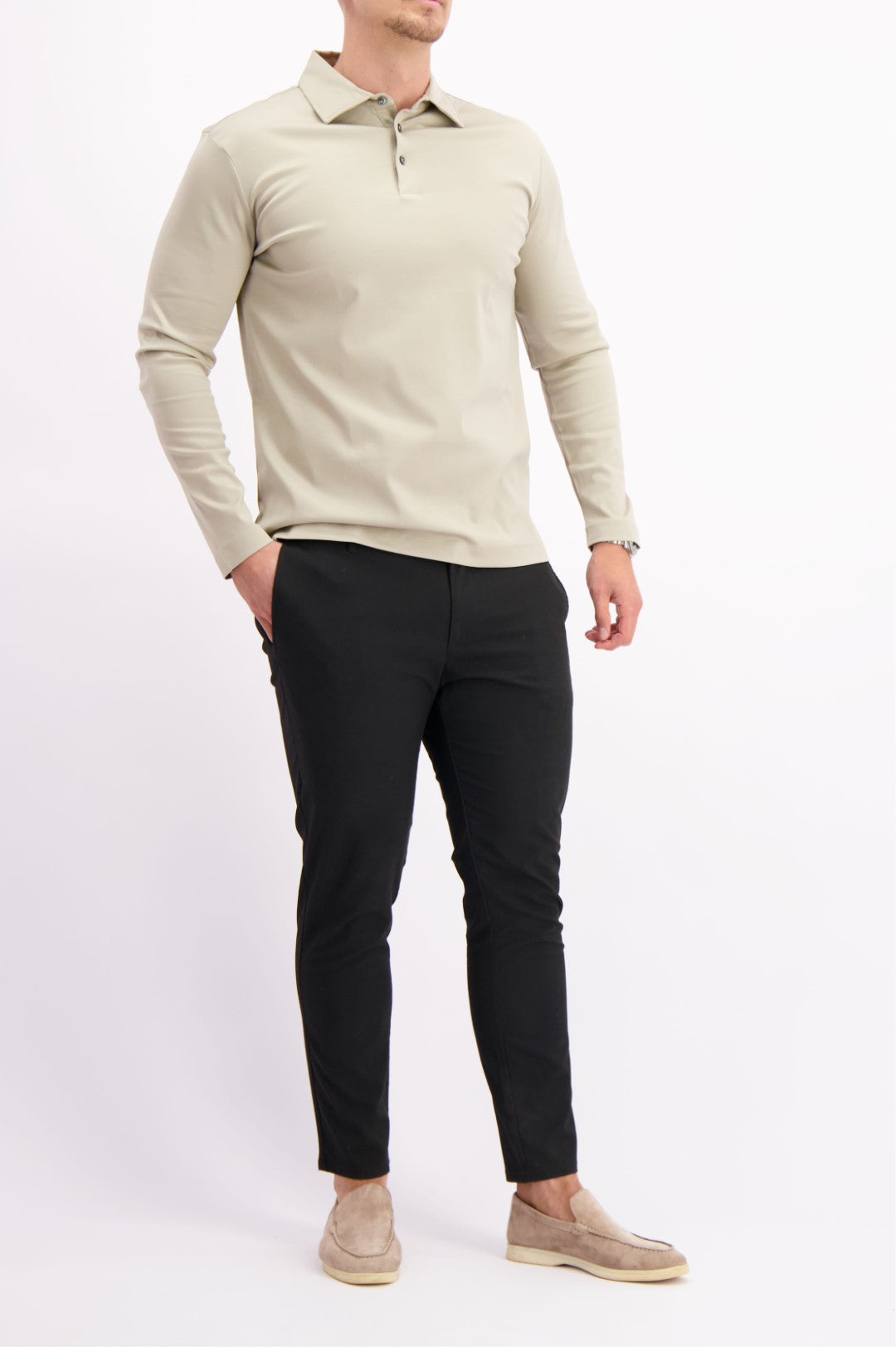 MERCERISED POLO L/S BEIGE