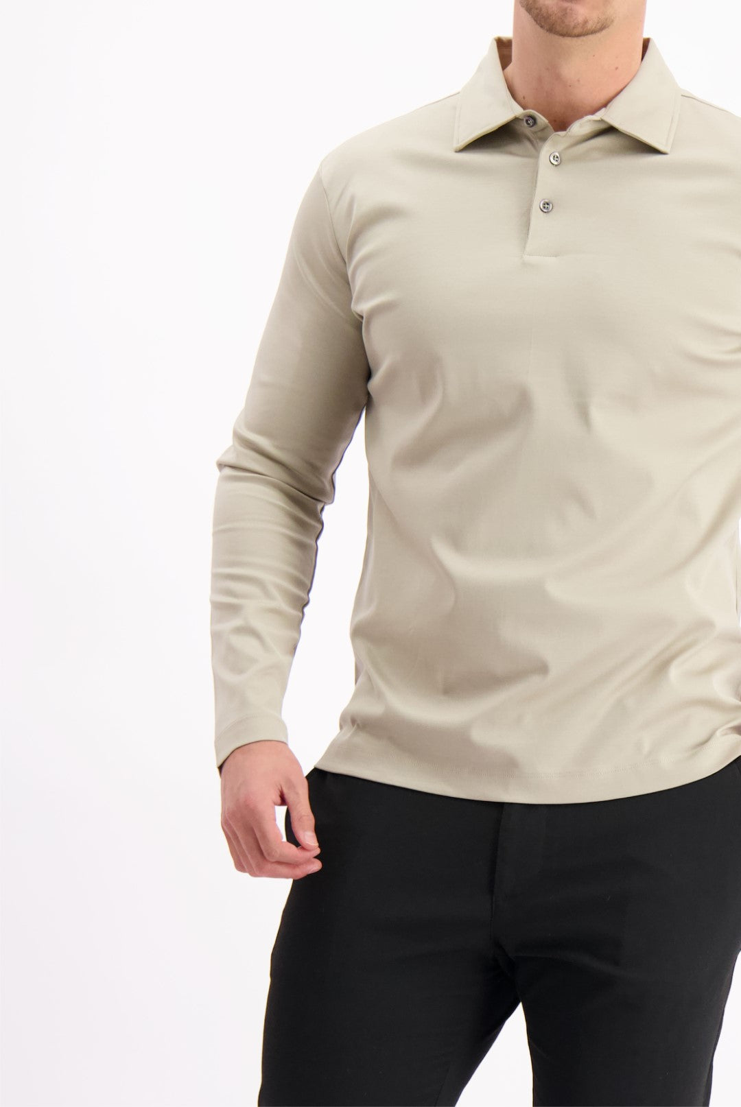 MERCERISED POLO L/S BEIGE