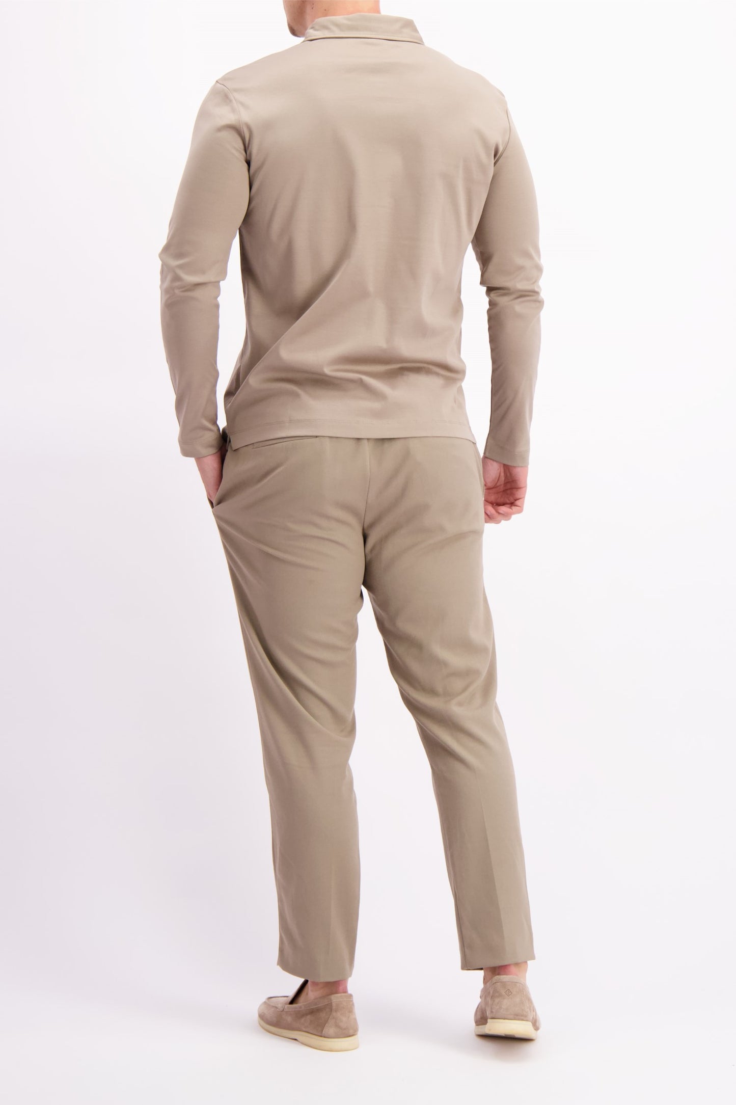 MERCERISED POLO L/S TAUPE