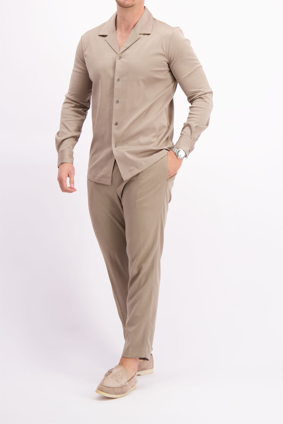 MERCERISED CUBAN SHIRT TAUPE