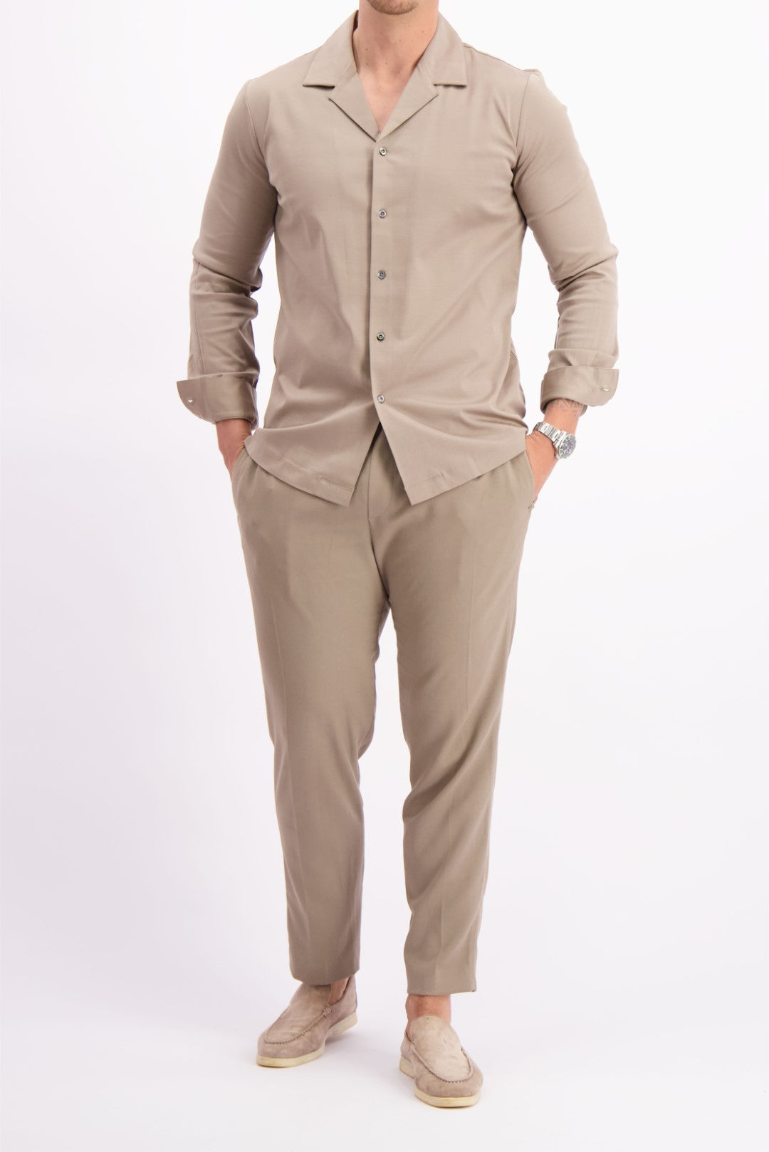 MERCERISED CUBAN SHIRT TAUPE