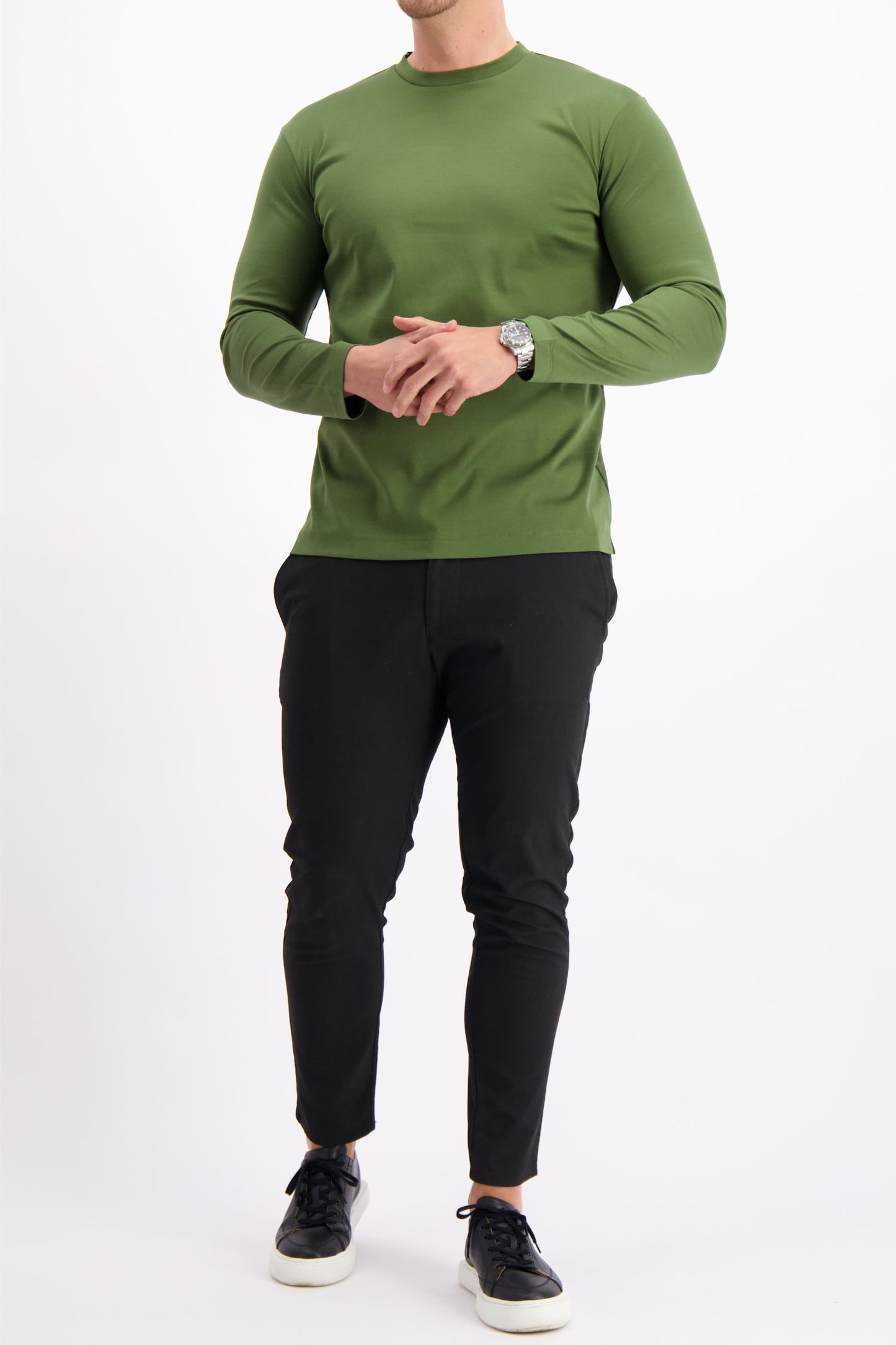 MERCERISED T-SHIRT L/S OLIVE