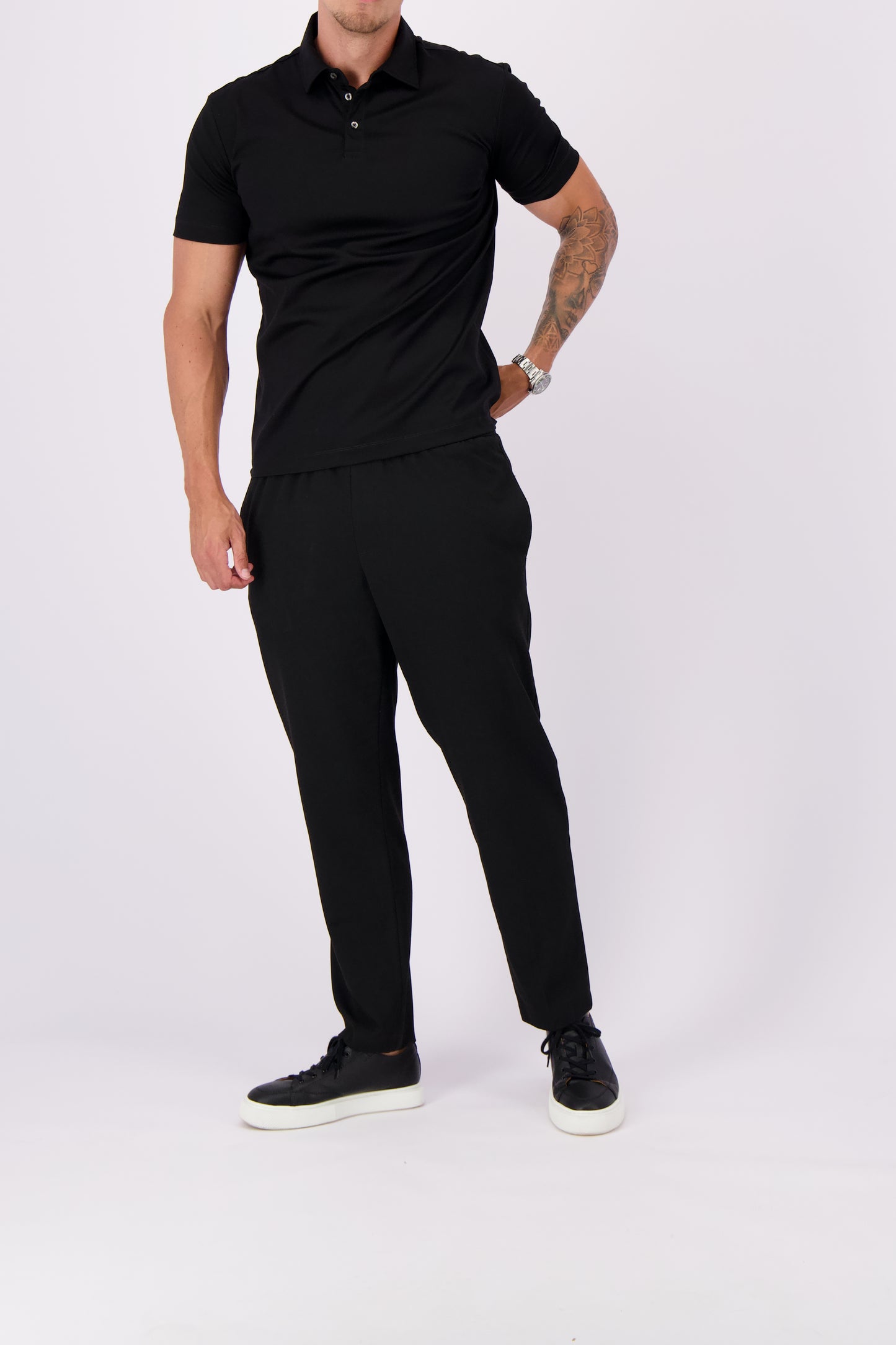 MERCERISED POLO BLACK