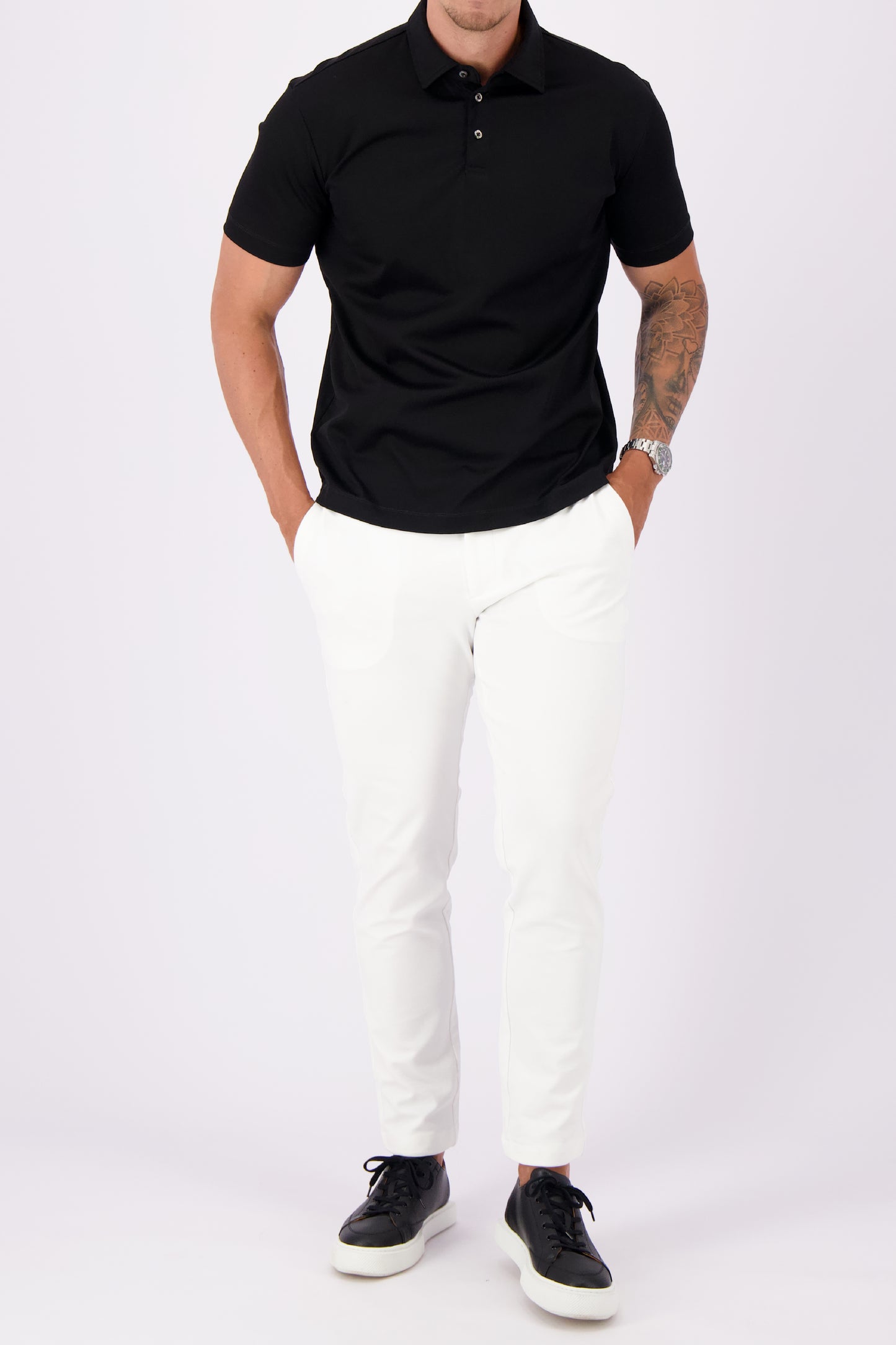 MERCERISED POLO BLACK