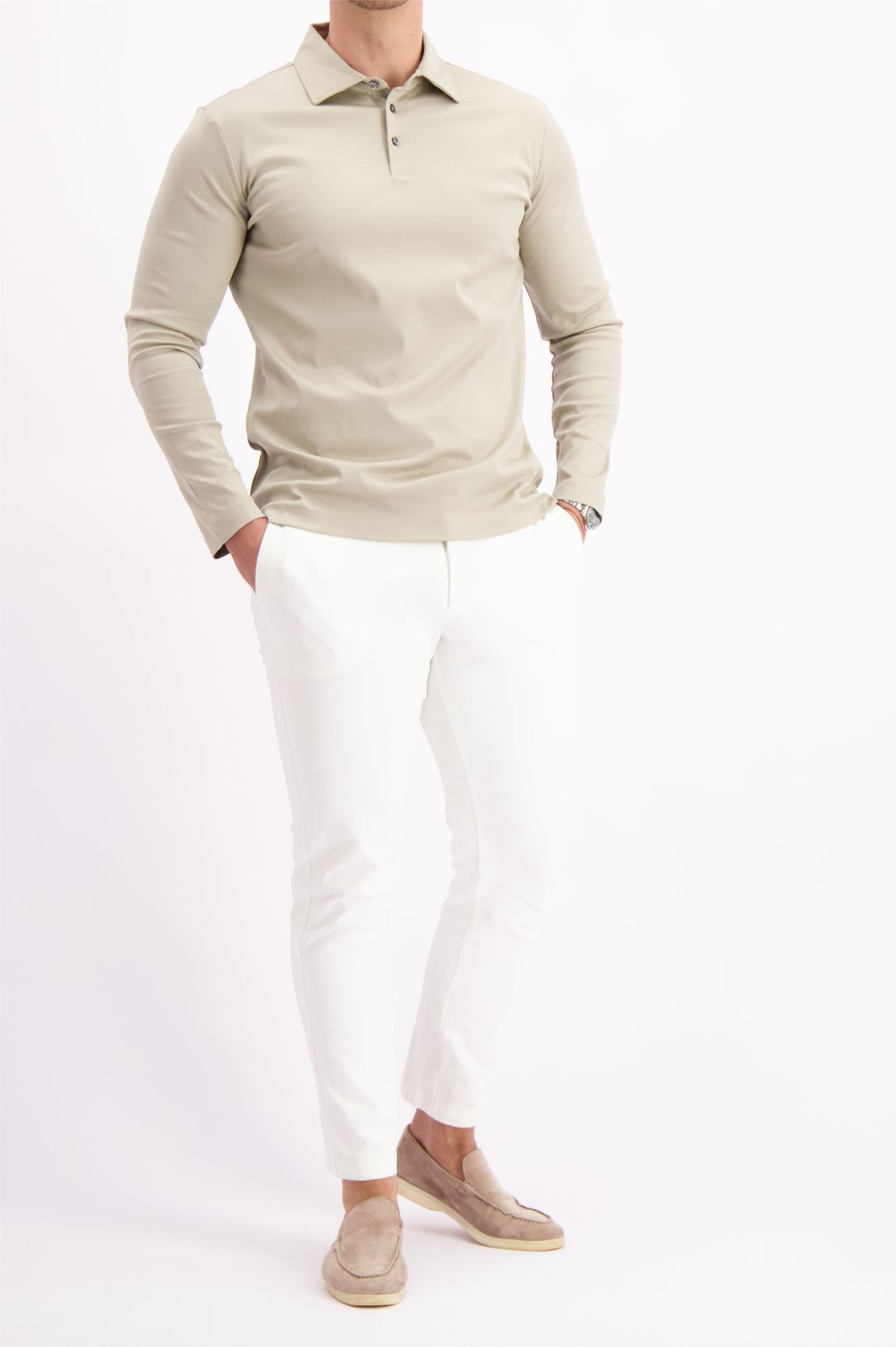 MERCERISED POLO L/S BEIGE