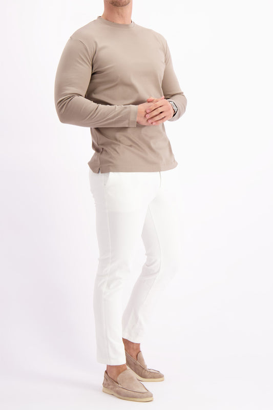 MERCERISED T-SHIRT L/S TAUPE