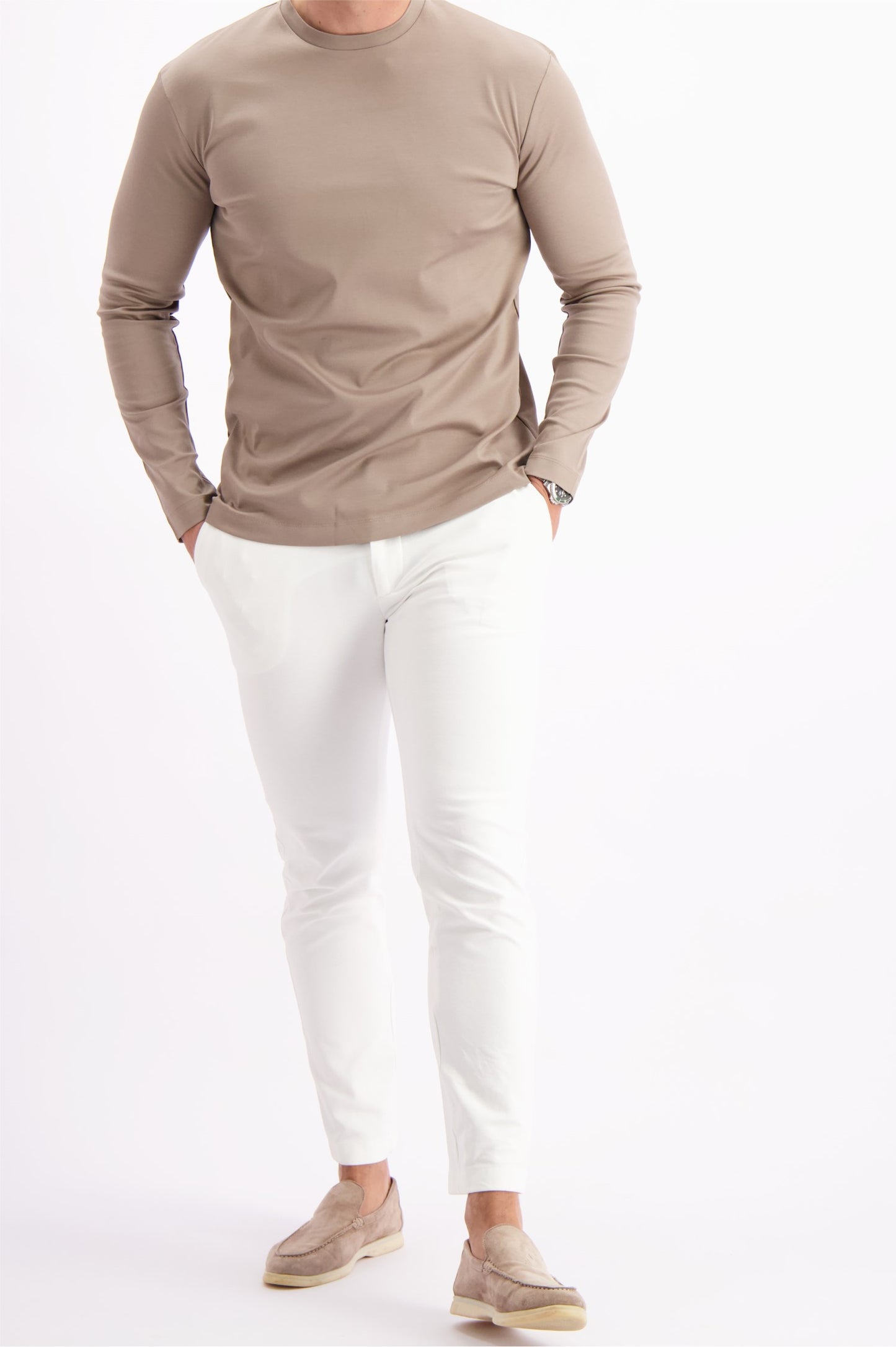 MERCERISED T-SHIRT L/S TAUPE