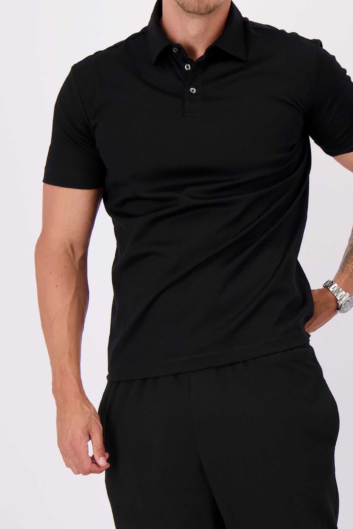 MERCERISED POLO BLACK