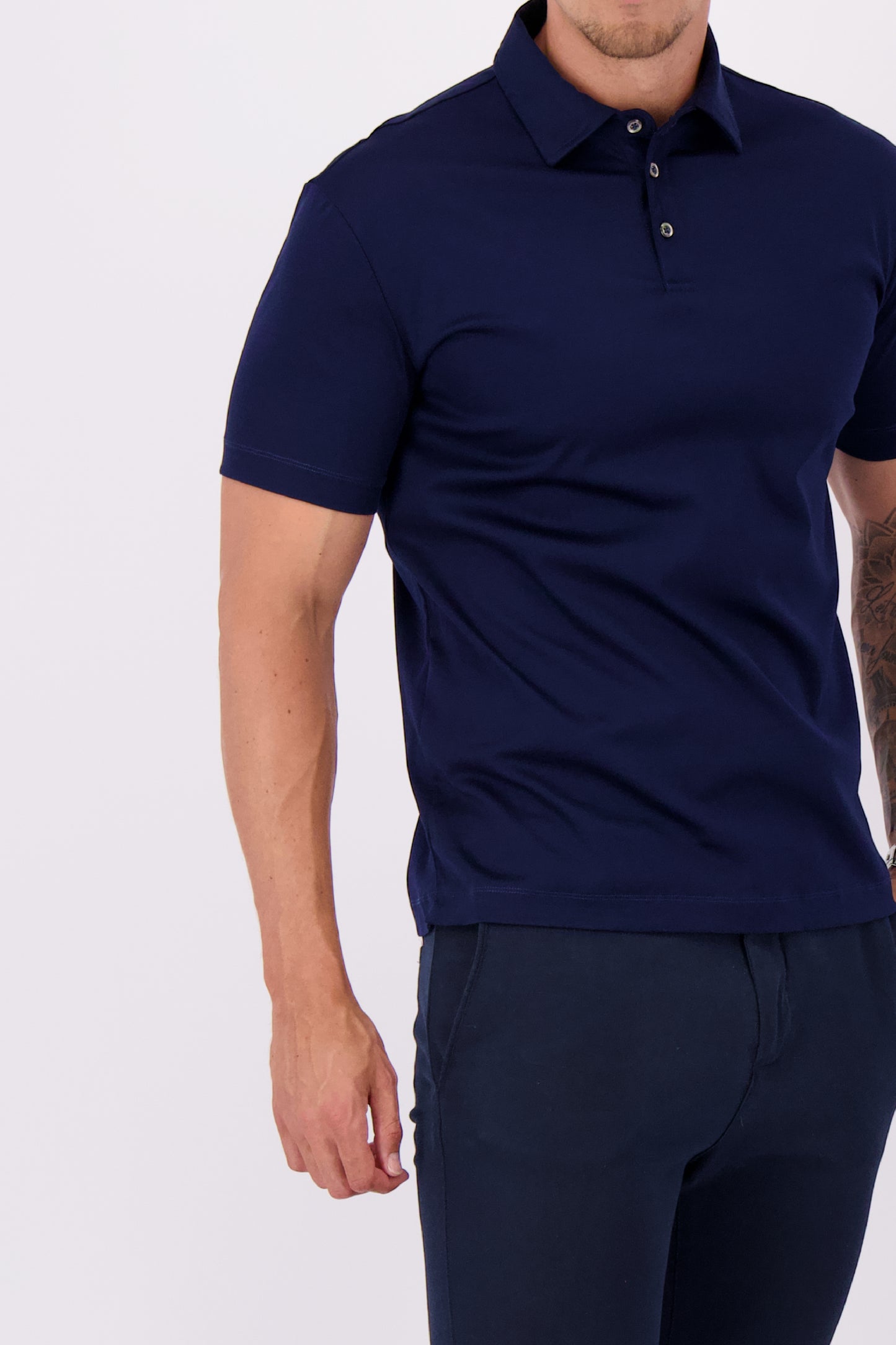 MERCERISED POLO BLUE